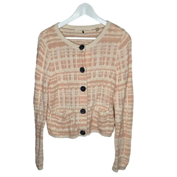 Anthropologie Knitted and Knotted Wool Boucle Cardigan Sweater Pink Small - Picture 2 of 6